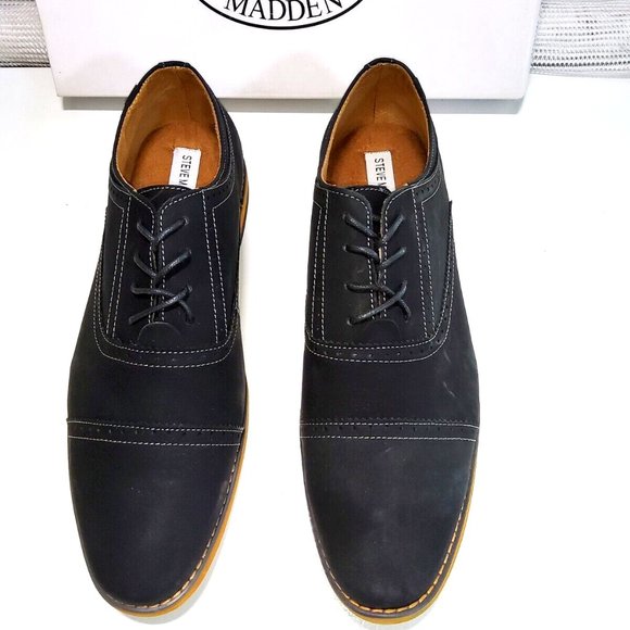 Steve Madden Leather Black Leat Flat finish Oxford Dress Shoes 10.5 New in Box main image 7